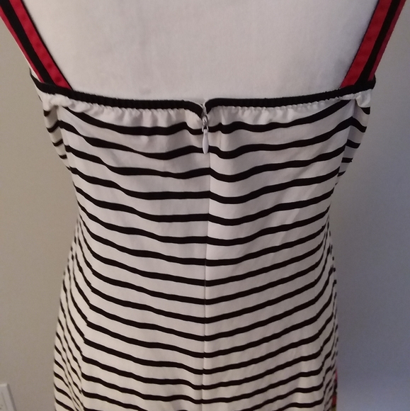 R&K Original Black/White Stripe Dress with Flowers - Picture 7 of 10